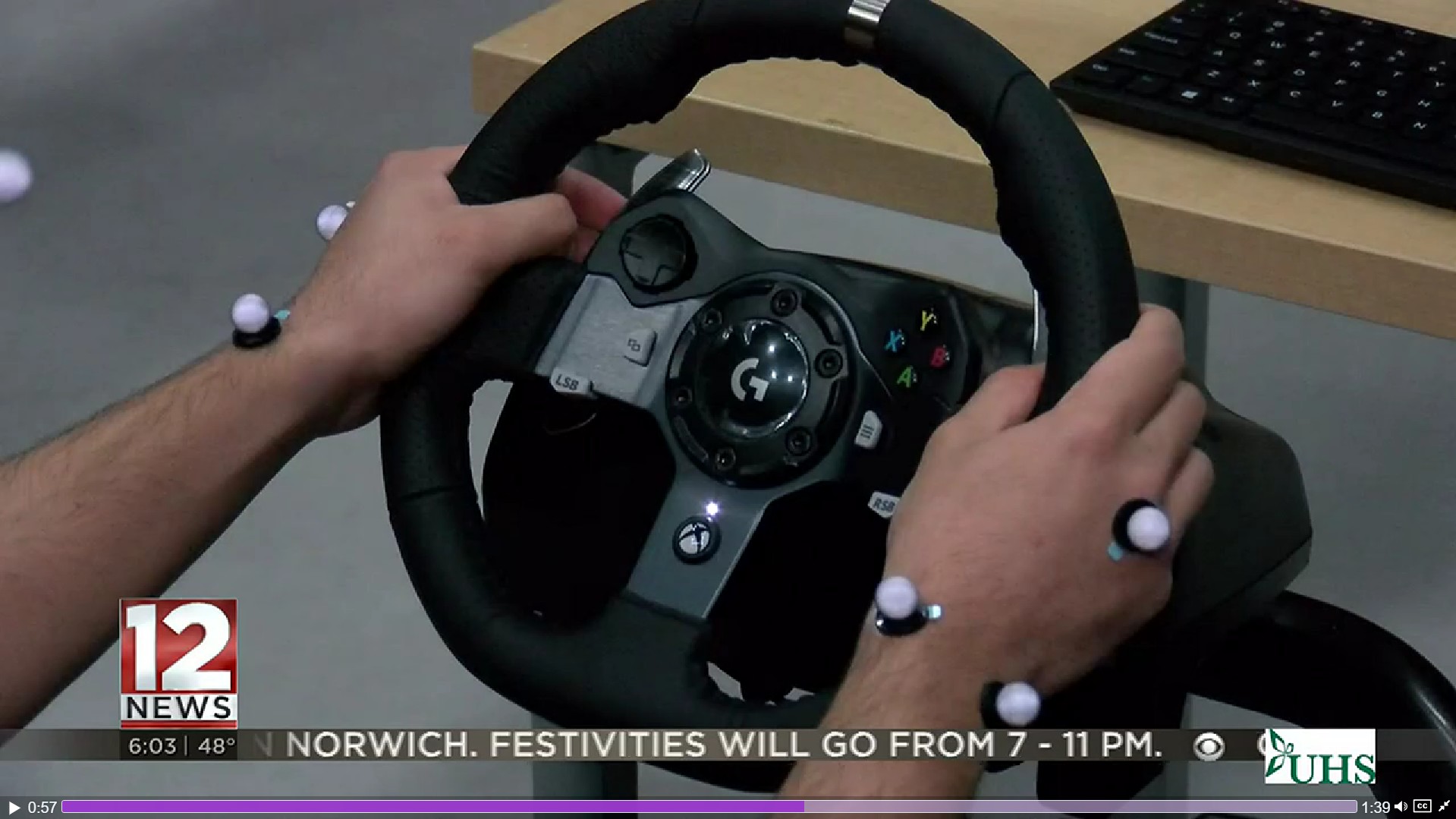 Cover photo of article depicting a participant driving with motion sensors